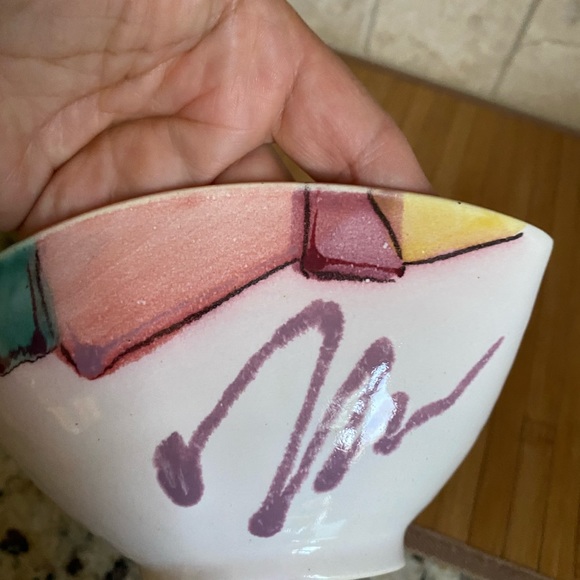 Hand-Painted Mid-Century Modern Art Bowl signed - Picture 3 of 14